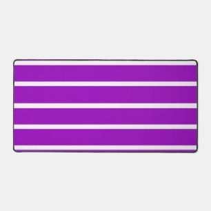 Purple and White Stripes Design Desk Mat