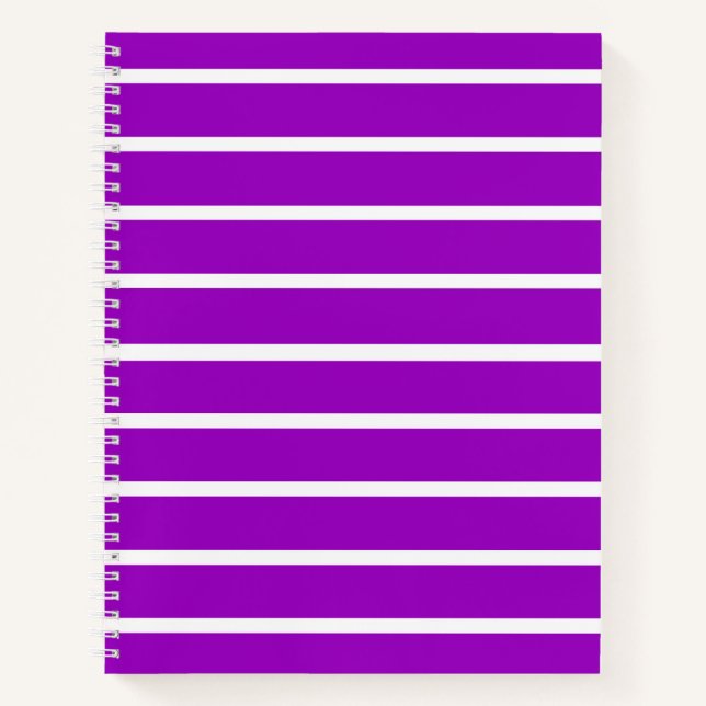 Purple and White Stripes Design Notebook (Front)