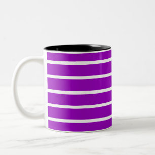 Purple and White Stripes Design Two-Tone Coffee Mug