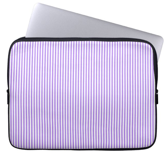 Purple and White Stripes Laptop Sleeve (Front)