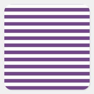 Purple and White Stripes Square Sticker