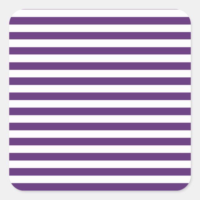Purple and White Stripes Square Sticker (Front)