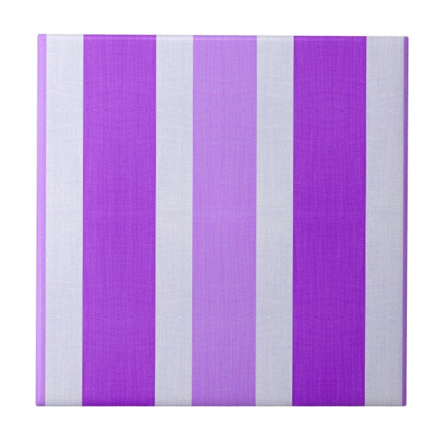 Purple and White Stripes Tile (Front)