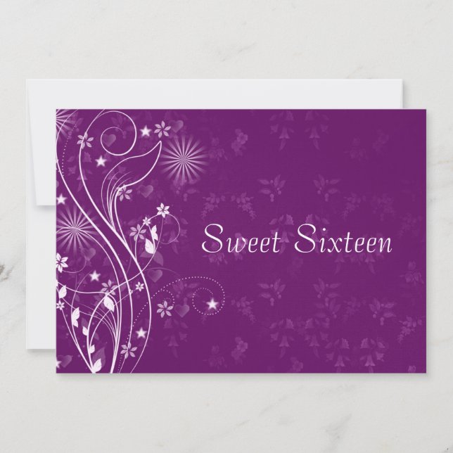 Purple and White Sweet Sixteen Invitation (Front)