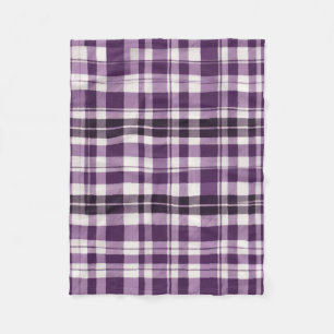 Purple and White Tartan Fleece Blanket