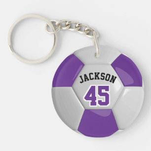 Purple and White Team Soccer  ⚽ Ball   Key Ring