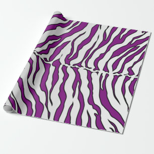 Purple And White Tiger Stripes Animal Print Wrapping Paper