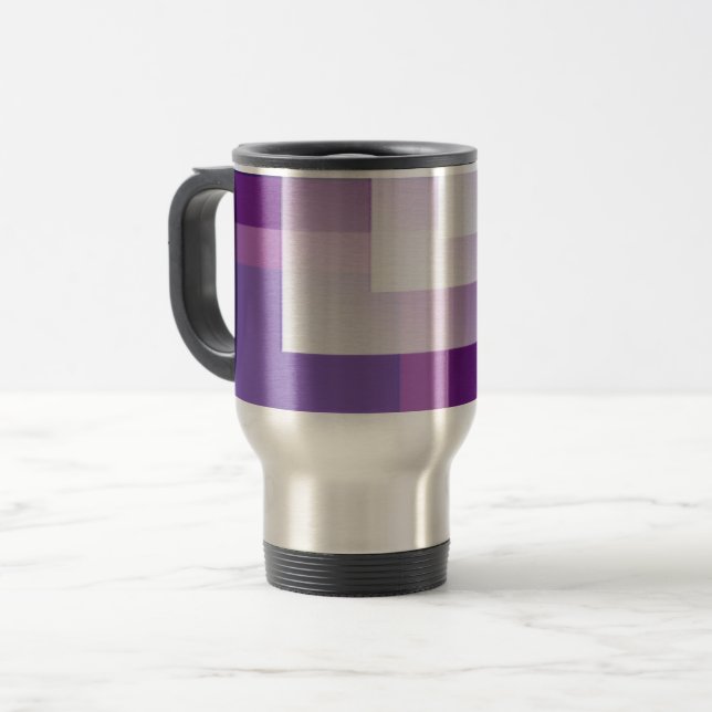 Purple and white travel mug (Front Left)
