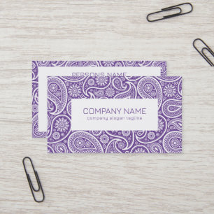 Purple and white vintage paisley pattern business card
