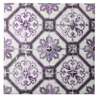 Purple and white vintage tile