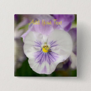 Purple and White Violas by Shirley Taylor 15 Cm Square Badge