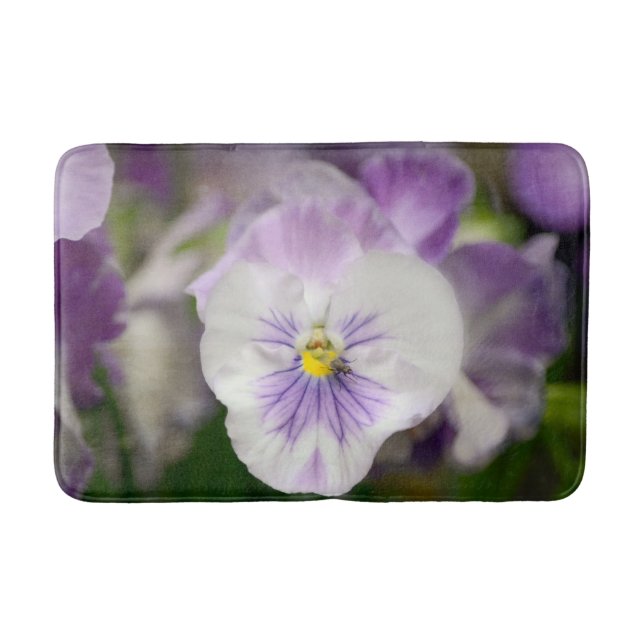 Purple and White Violas by Shirley Taylor Bath Mat (Front)