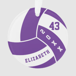 Purple and White Volleyball 4   DIY Name Ornament