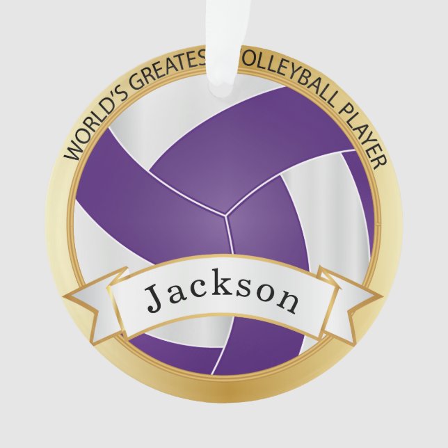 Purple and White Volleyball 5 | DIY Name Ornament (Front)