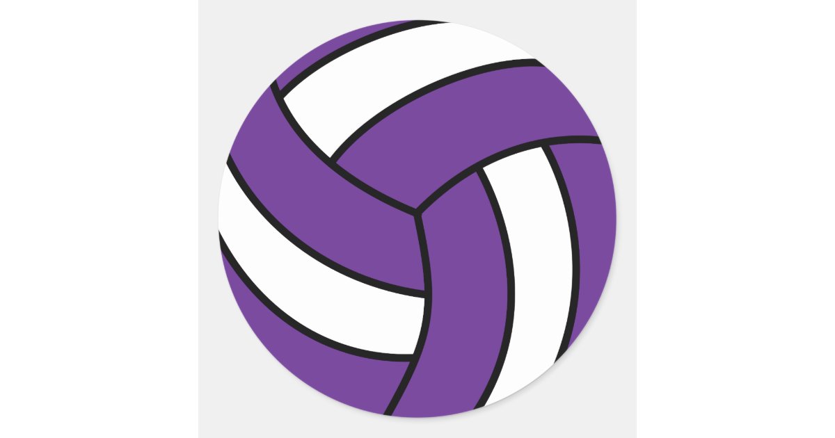 Purple and White Volleyball Classic Round Sticker | Zazzle