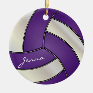 Purple and White Volleyball   DIY Name Ceramic Tree Decoration