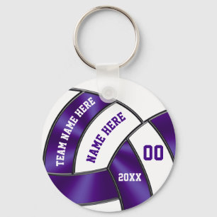 Purple and White Volleyball Gift Ideas for Players Key Ring
