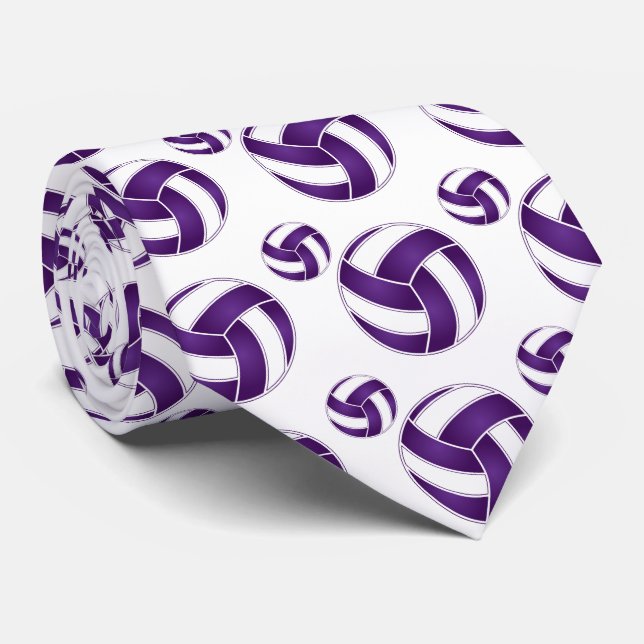 Purple and White 🏐 Volleyball Tie (Rolled)