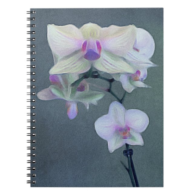 Purple and White Watercolor Orchid Flowers Notebook (Front)