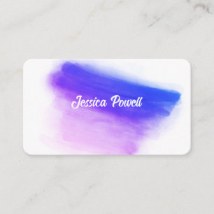 purple and white watercolor paint design custom business card