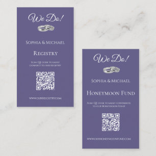Purple and White- We Do-Wedding Rings-Registry- Business Card
