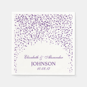 Purple and White Wedding Confetti Pattern Napkin