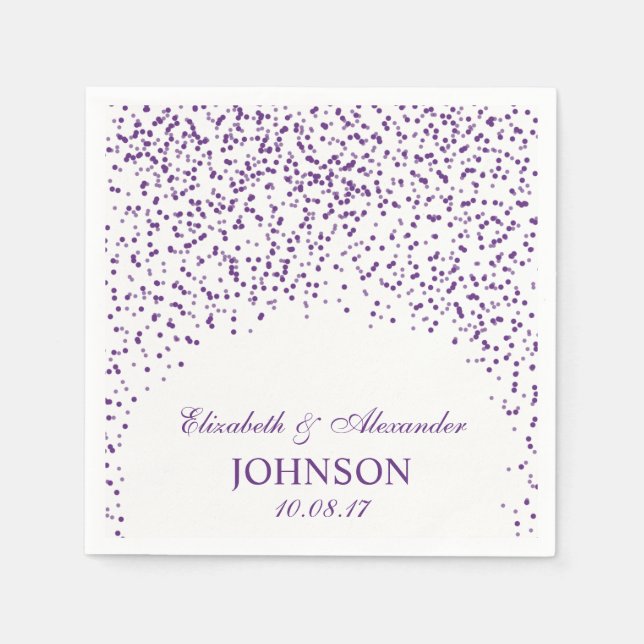 Purple and White Wedding Confetti Pattern Napkin (Front)