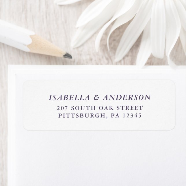 Purple and White Wedding Return Address Label (Insitu)