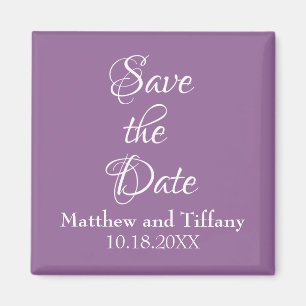 Purple and White Wedding Save the Date Magnet