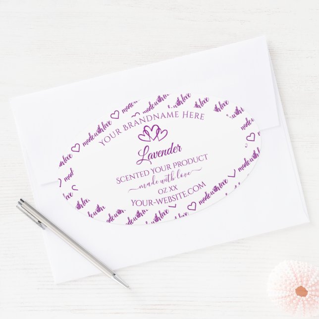 Purple and White Word Cloud Product Labels Hearts (Envelope)