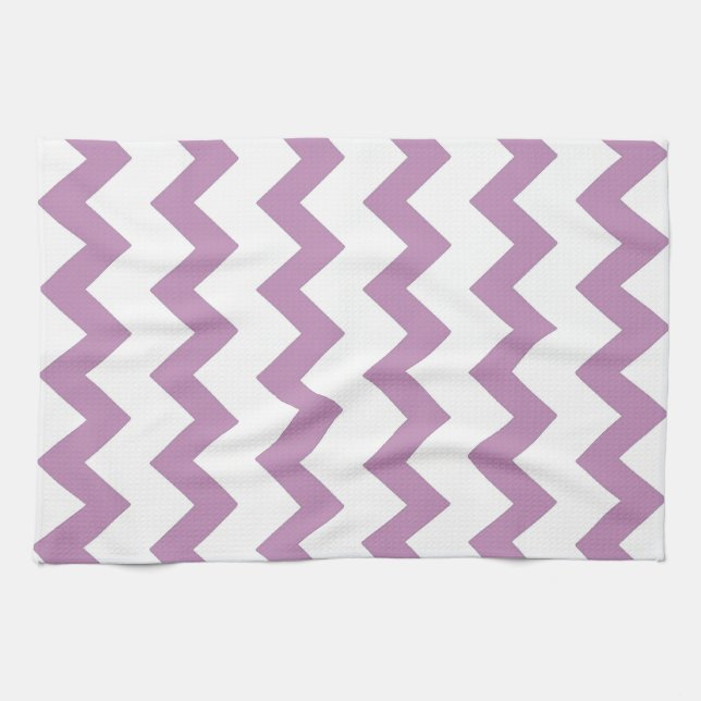 Purple and white zigzag chevron design tea towel (Horizontal)