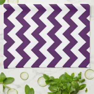 Purple and White Zigzag Tea Towel