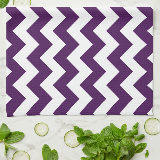 Purple and White Zigzag Tea Towel (Folded)