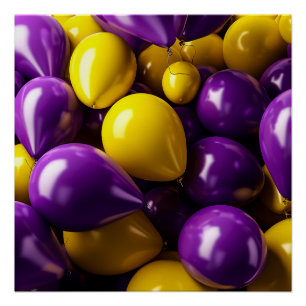 Purple and Yellow Balloons Poster