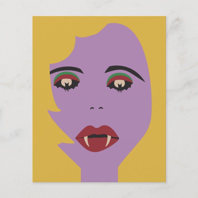 Purple and Yellow Bat Eyes Vampire Chick Vintage (Front)