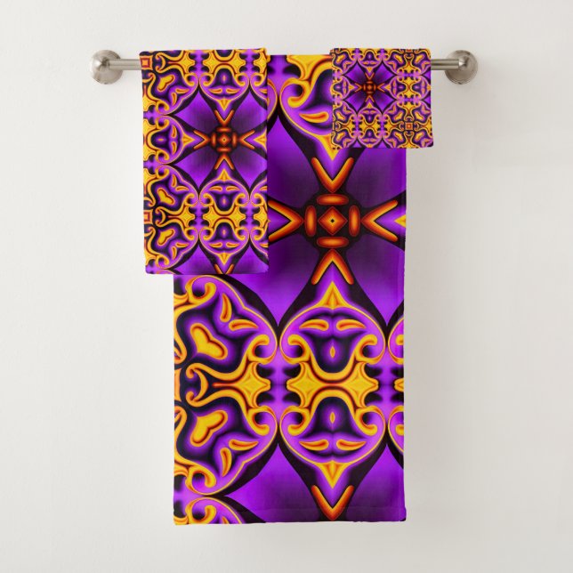 Purple and Yellow Bath Towel Set (Insitu)