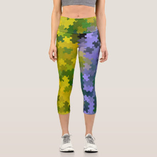 Purple and Yellow  Capri Leggings