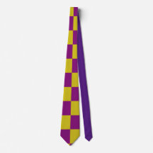 Purple and Yellow Chequered Pattern Neck Tie