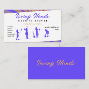 Purple and Yellow Cleaning Service Business Card