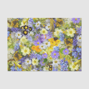 Purple and Yellow Country Garden Flowers Tissue Paper