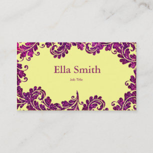 Purple and yellow  Damask business card