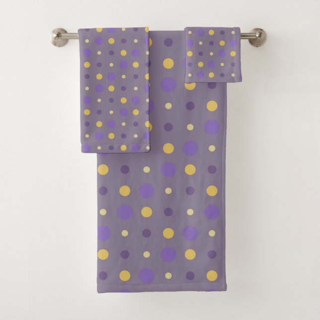 Purple and yellow dots bath towel set (Insitu)