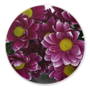 Purple and Yellow Floral Ceramic Pull