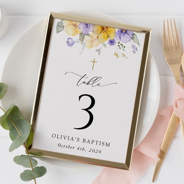 Purple and Yellow Flowers, Baptism Table Numbers (Creator Uploaded)