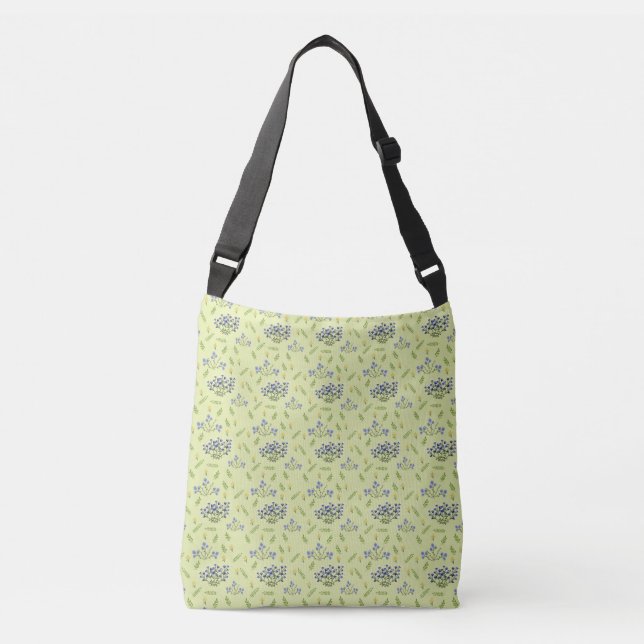 purple and yellow flowers pattern crossbody bag (Front)