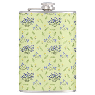 purple and yellow flowers pattern hip flask