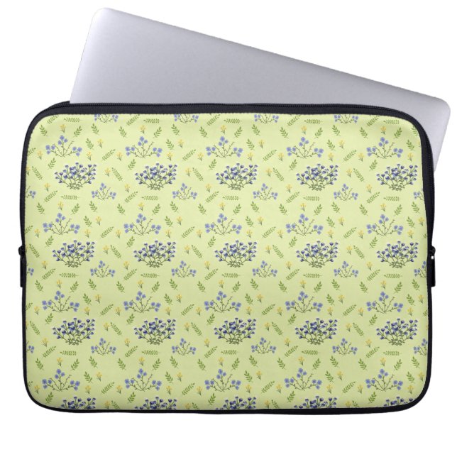 purple and yellow flowers pattern laptop sleeve (Front)