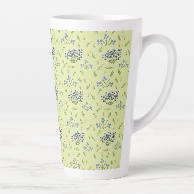 purple and yellow flowers pattern latte mug (Right)