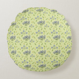 purple and yellow flowers pattern round cushion