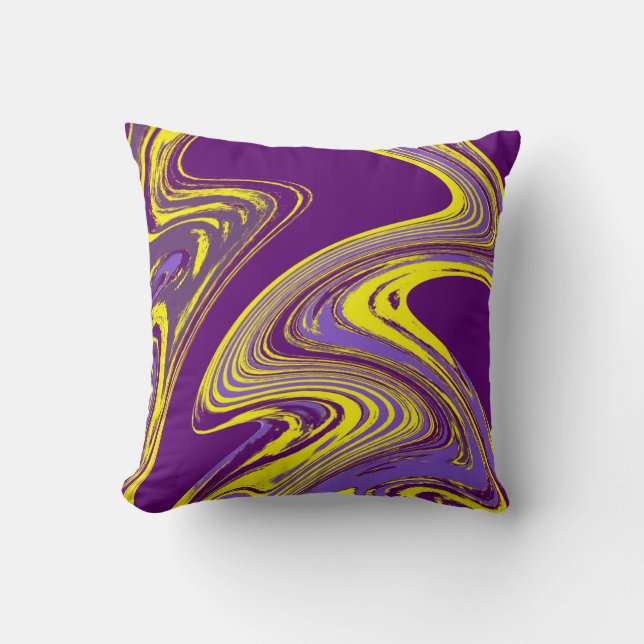 Purple and Yellow Fluid Painting Cushion (Front)